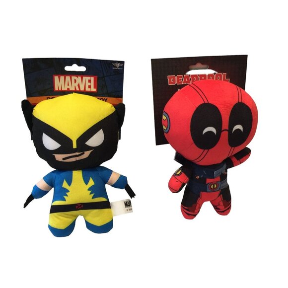 WOLVERINE & DEADPOOL Plush Squeaker Dot Toy Set of 2 - Picture 1 of 3